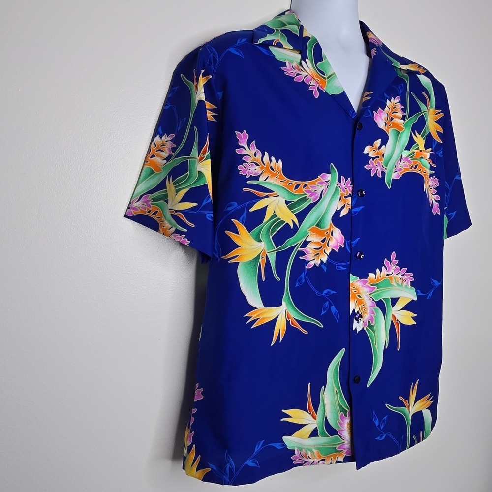 Vintage‎ 70s 80s Hilo Hattie Mens Shirt Large Polyester Hawaiian Button Paradise - Picture 3 of 7
